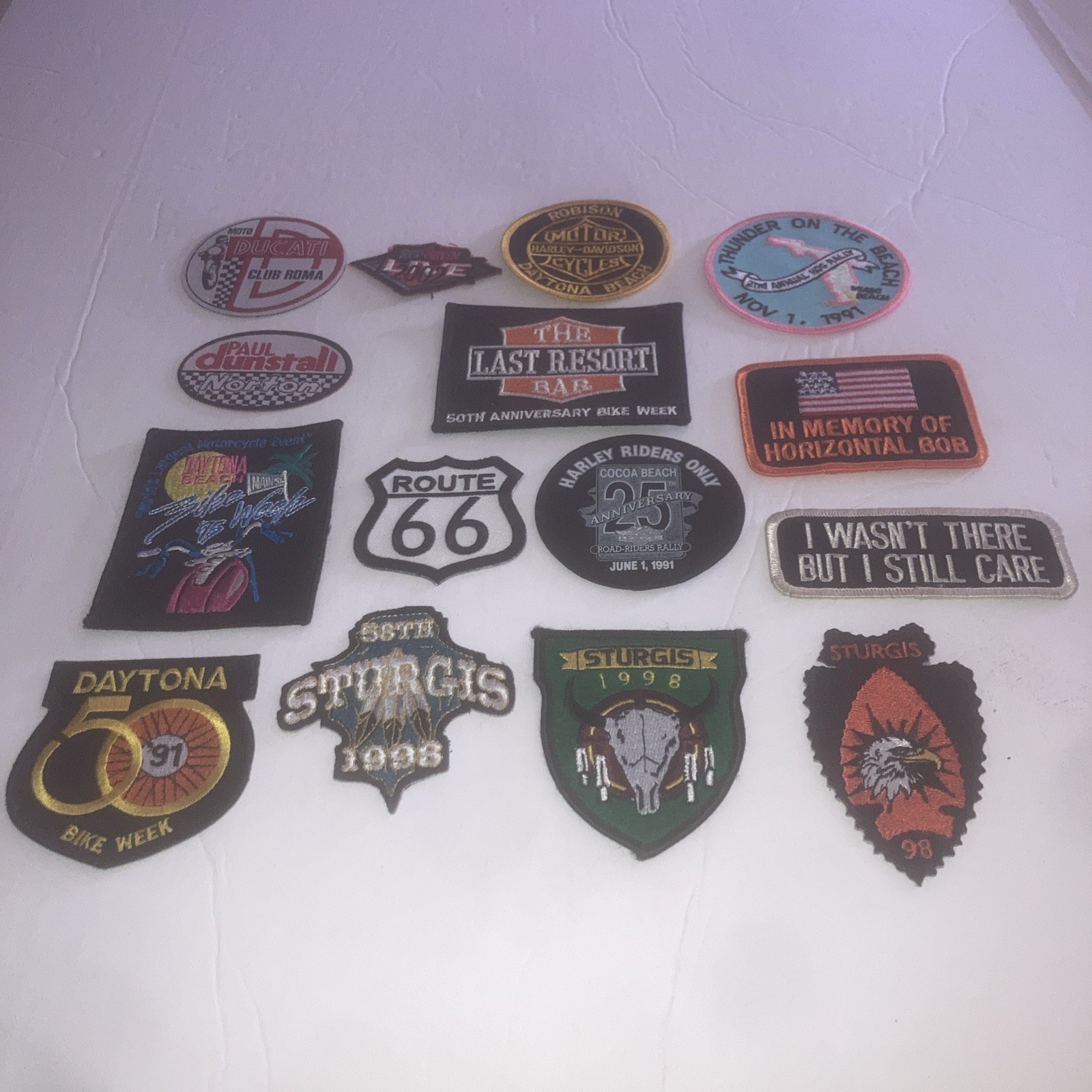 Vintage Motorcycle Bike Week Patches, Sturgis Daytona, Harley Davidson Lot of 15