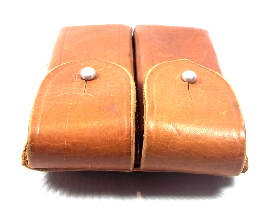 Leather Pistol Double Mag Pouch Army Cold War Era