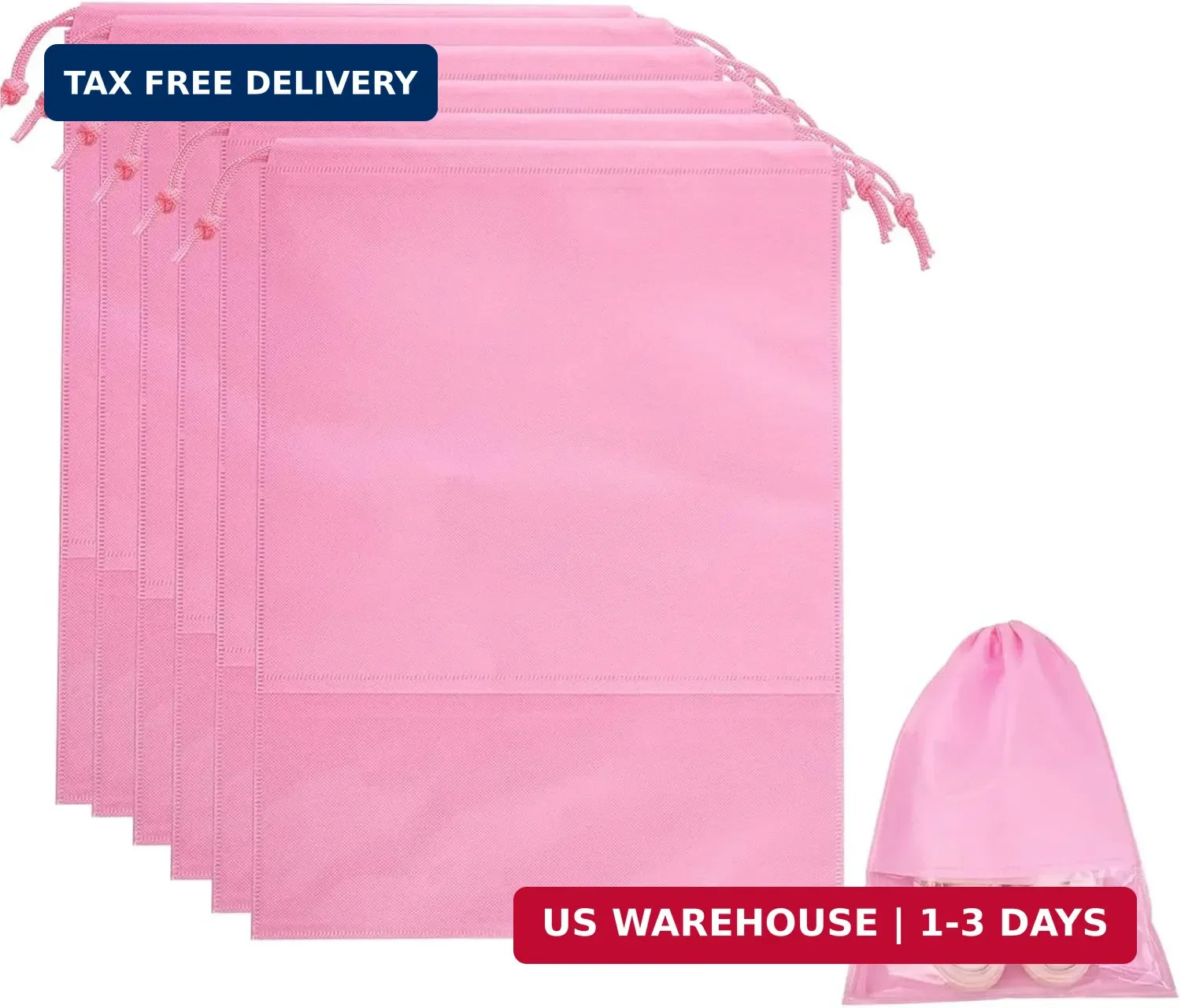 6 Pcs Travel Shoe Bags, ULIFEMALL Large Non-Woven Drawstring Shoes Storage Bag w