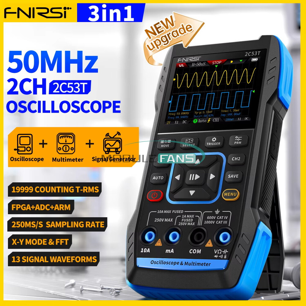 FNIRSI 2C23T / 2C53T Digital Oscilloscope Multimeter Signal Generator Handheld