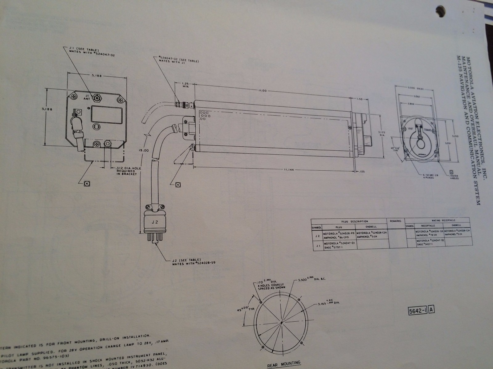 Motorola M-135 Nav Com Install Manual