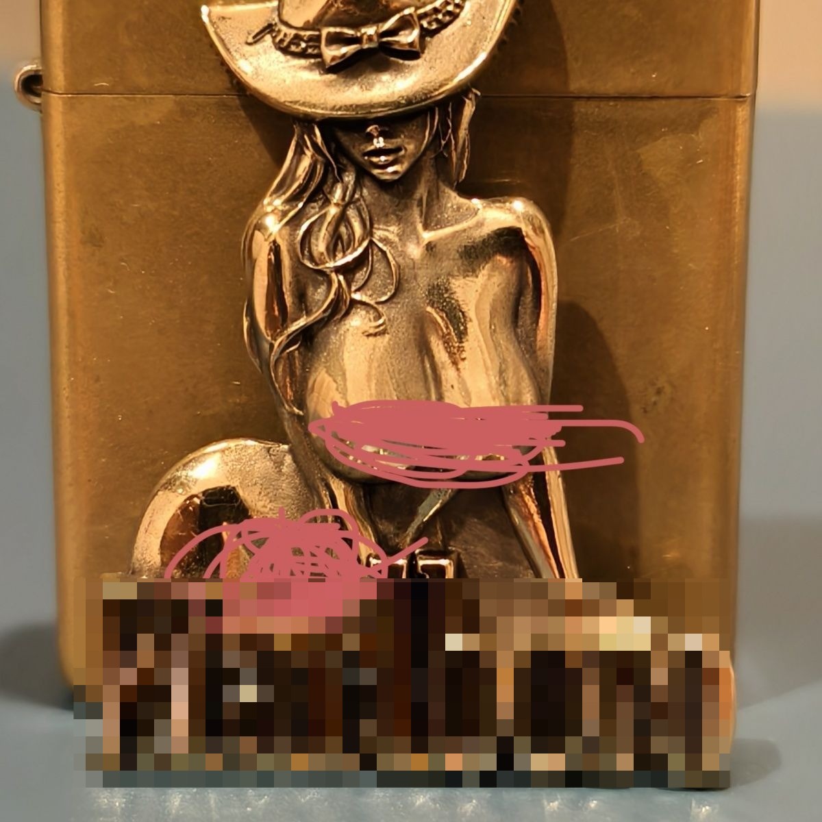 Collectible Pure Brass Cowgirl Decorative Patch For Kerosene Lighter No Lighter