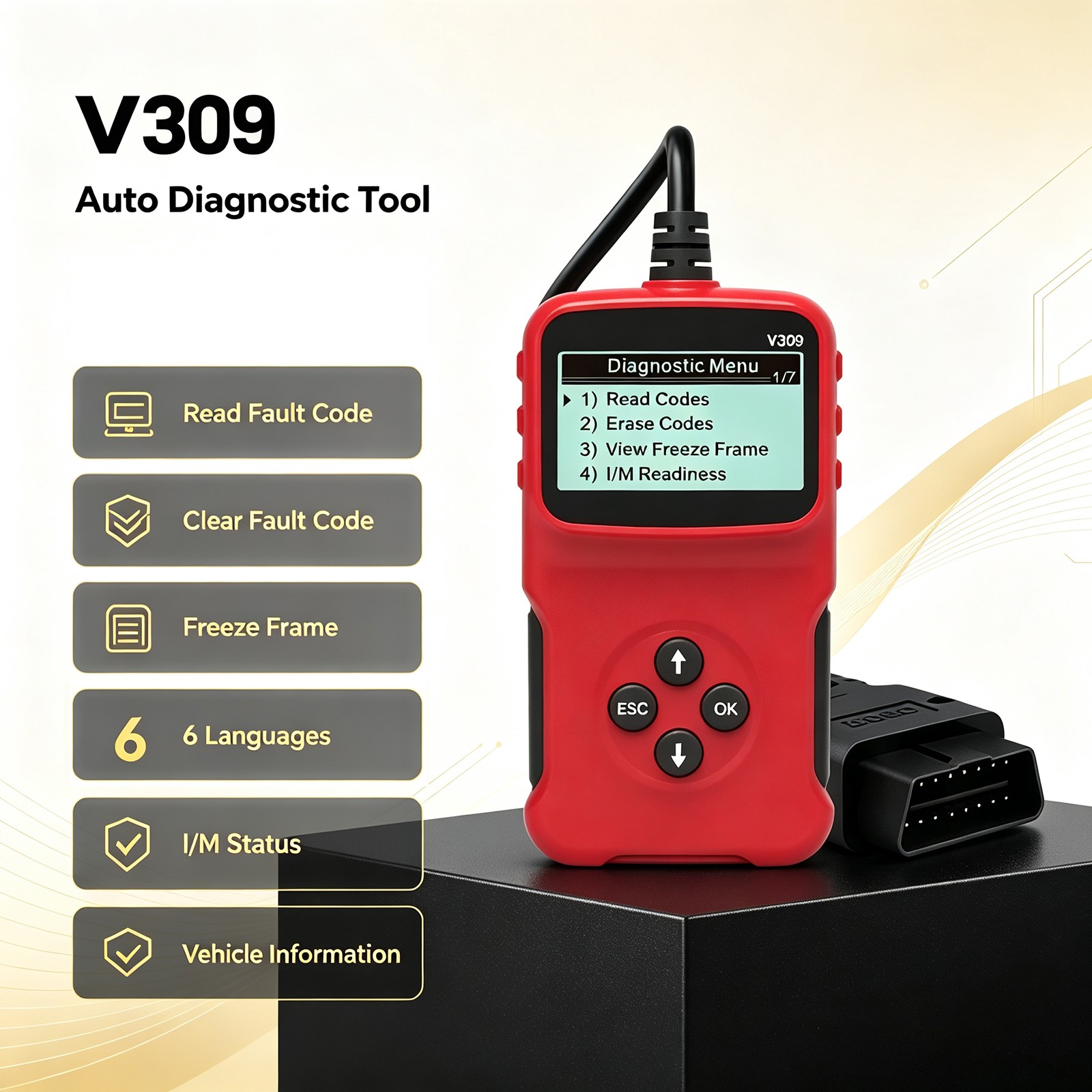 Car OBD2 Scanner Automotive Code Reader I/M VIN CAN Basic Diagnostic Scan Tool