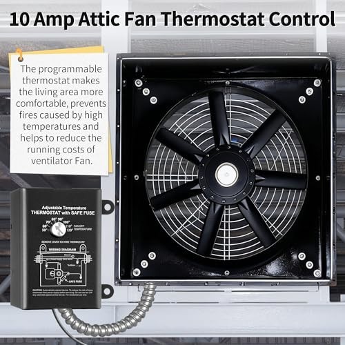 Attic Fan Thermostat Control Adjustable Temperature Dial 50-120F Programmable