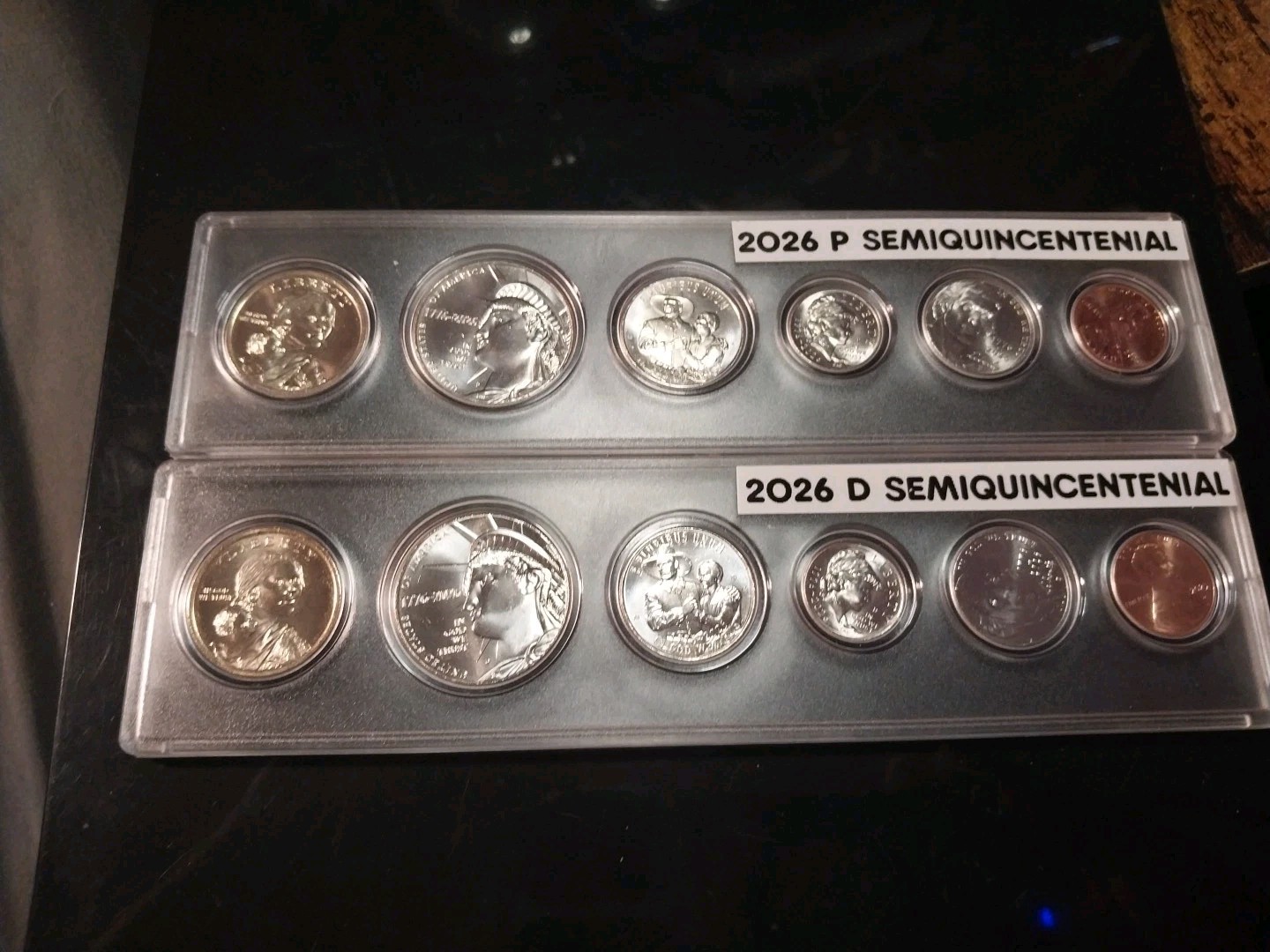 FULL SET OF P AND D DOLLAR THRU NICKEL W/2025 CENT SEMI-QUINCENTENIAL HOLDERS