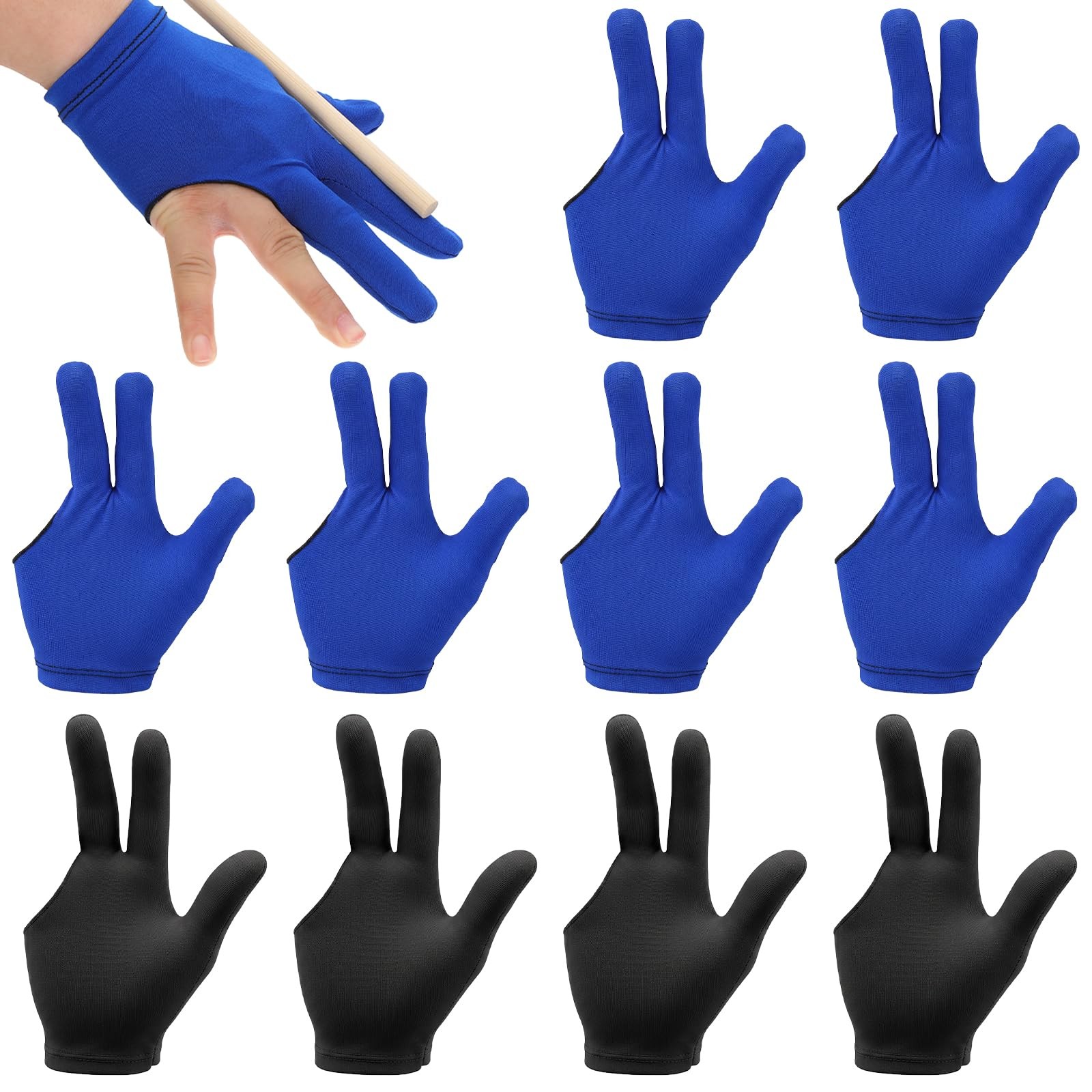 Sorcristy 10 Pcs Pool Gloves Left and Right Hand, Universal Billiard Gloves