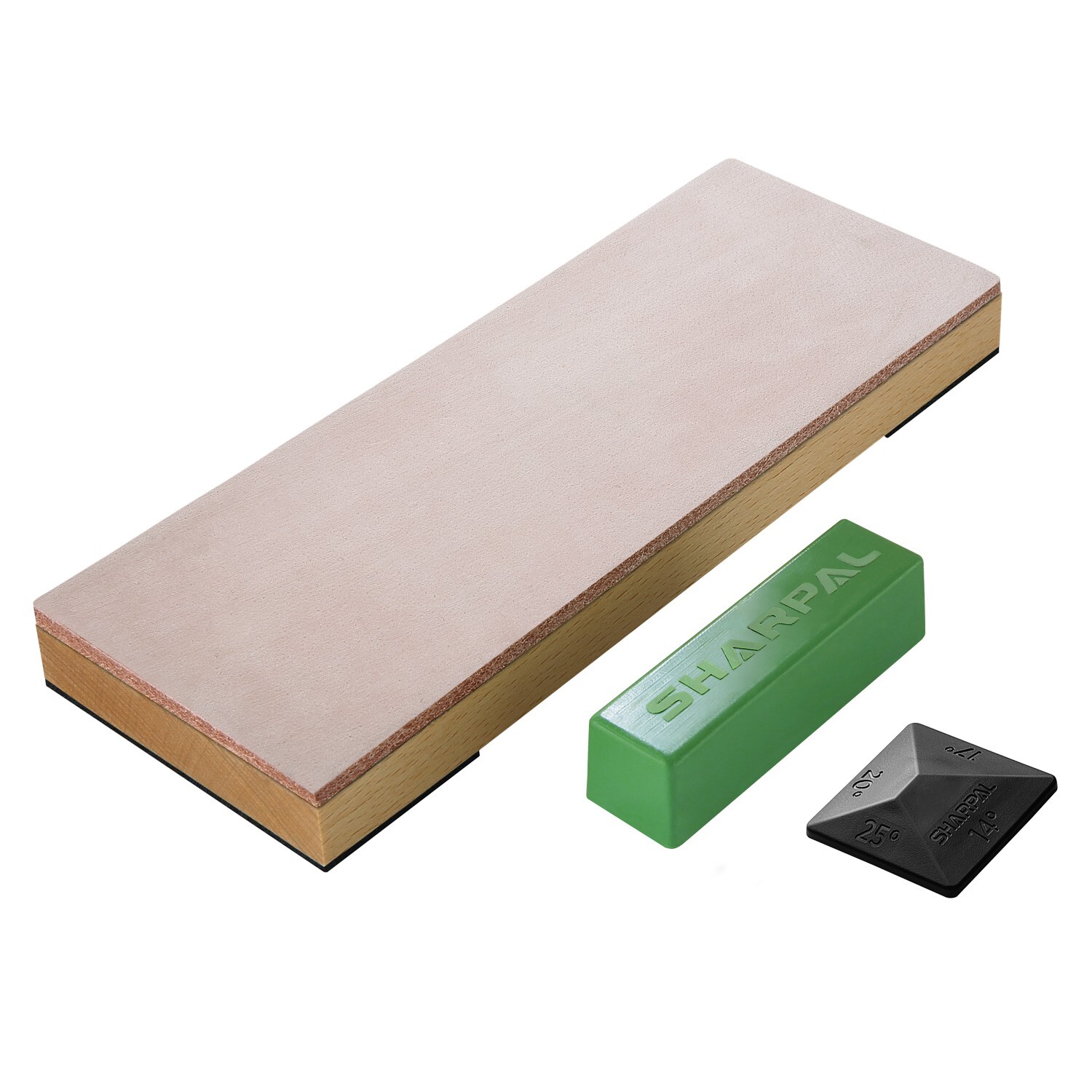SHARPAL 8"x3" Honing Leather Strop with 2 Oz. Polishing Compound & Angle Guide