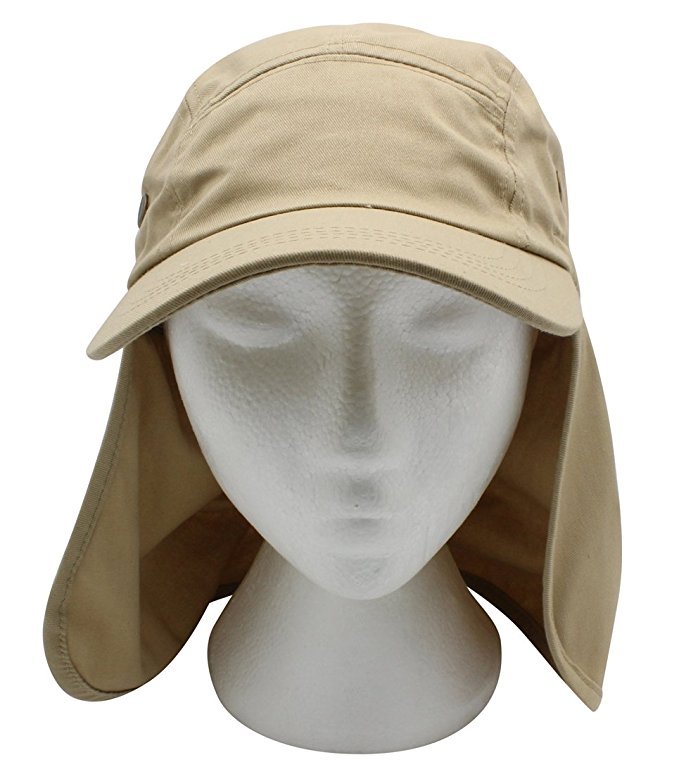 Mens Outdoor Fishing Hiking Army Military Snap Brim Neck Cover Sun Flap Hat SJP