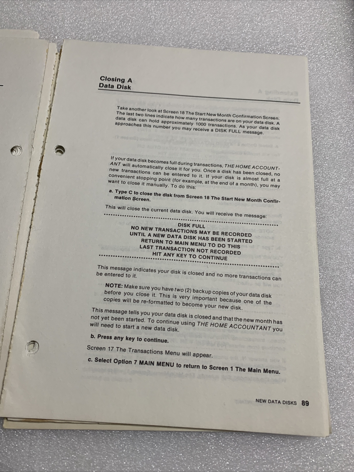The Home Accountant - Manual Only By Continental Software - Commodore 64