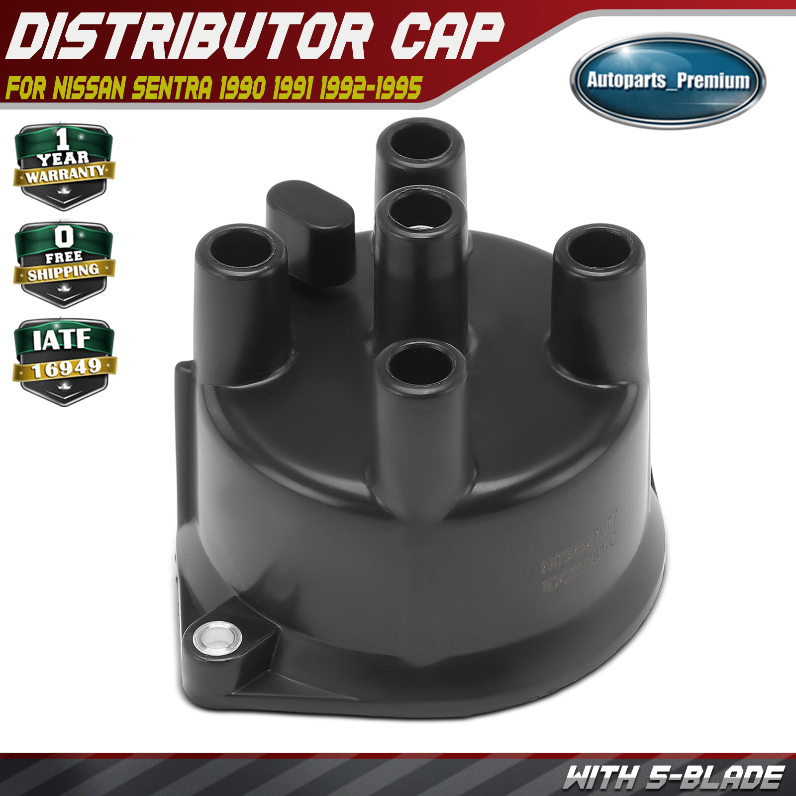 Distributor Cap for Nissan Sentra 1990 1991-1995 L4 1.6L L4 2.0L GAS 2216278A00