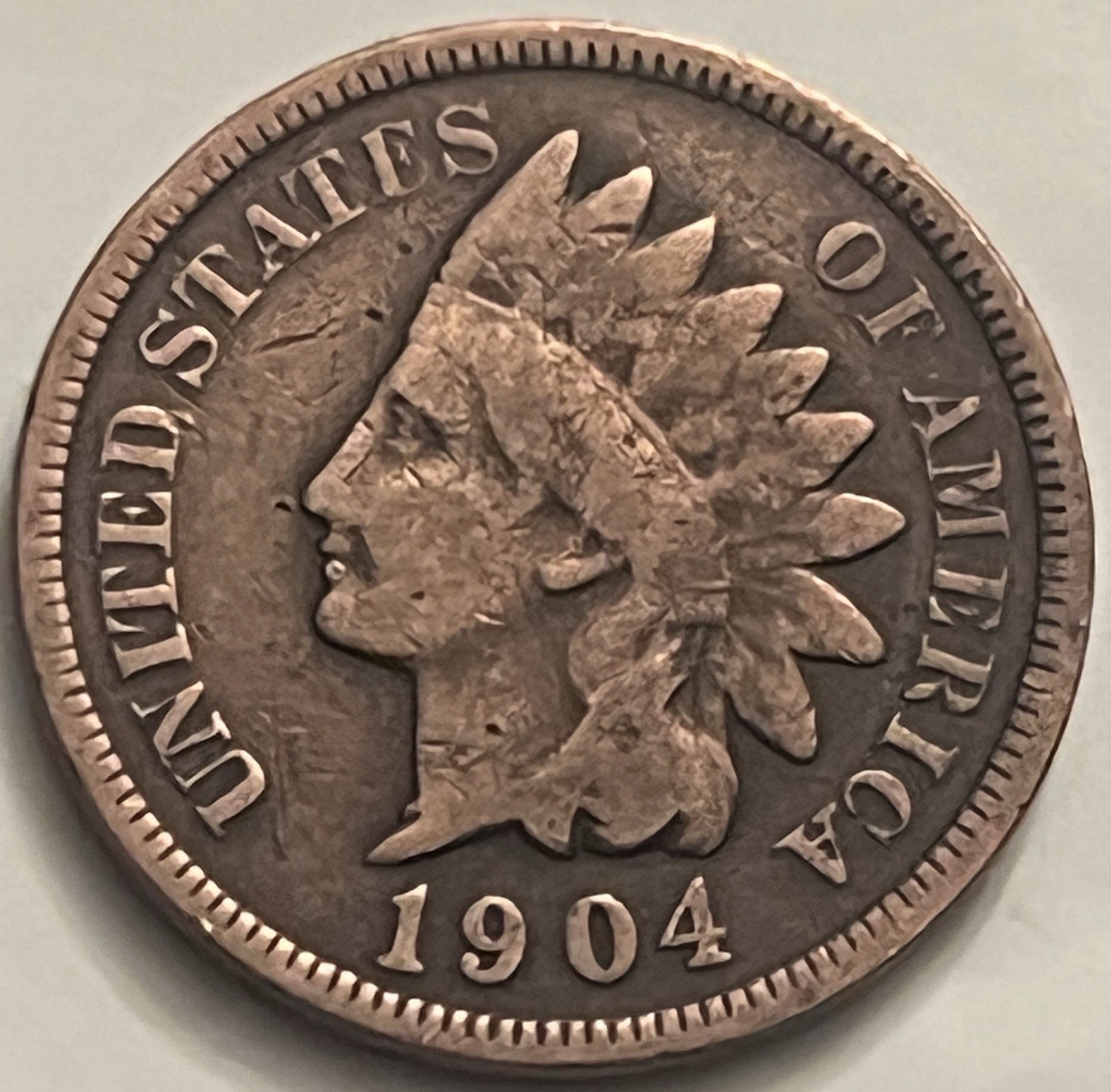 1904 Indian Head Cent Late Series Bronze Penny G/VG — BN460