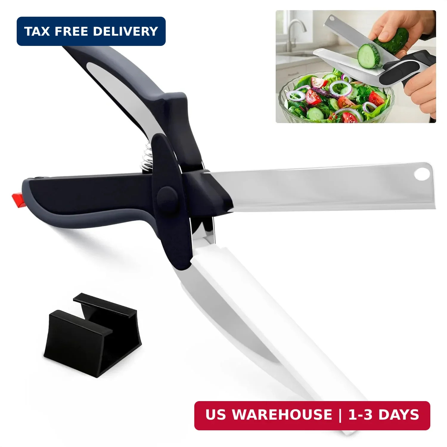2 in 1 Kitchen Scissors for Food with Cutting Board, Safety Lock | Stainless Ste