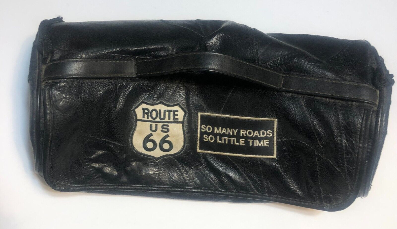 Diamond Plate Buffalo Leather  Cylindrical Tube Motorcycl  Bike Route 66