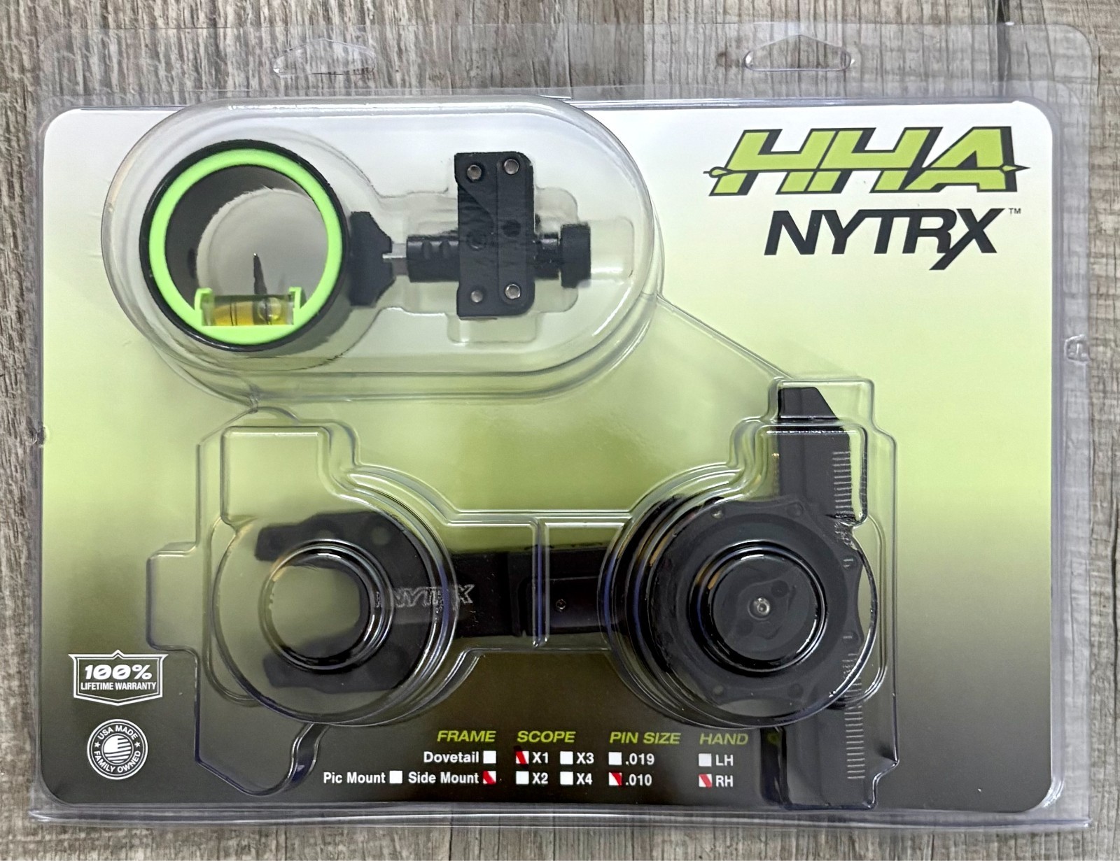 HHA NYTRX Side Mount 1 Pin .010 Green Pin RH NX-X110 New