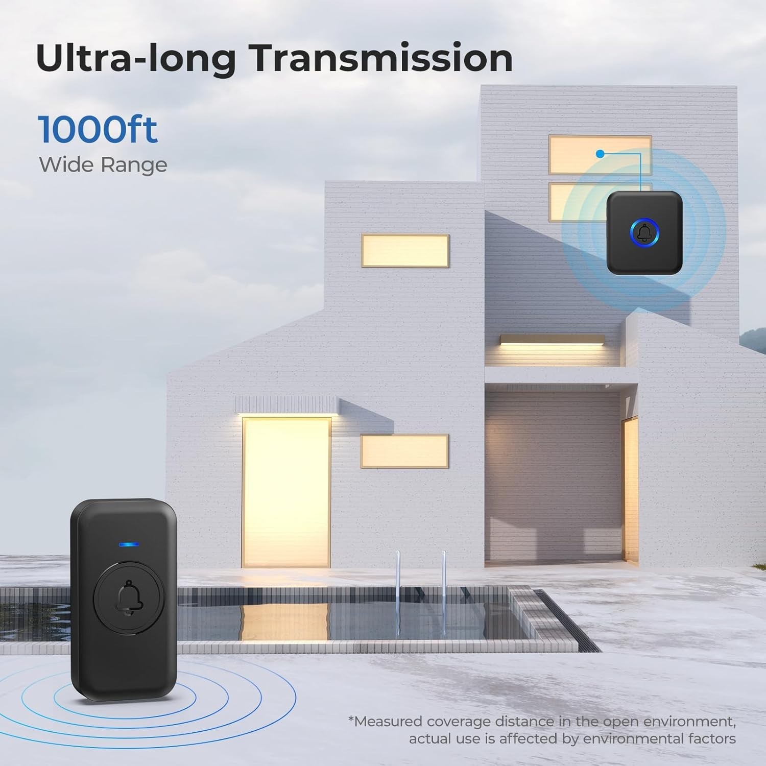 Waterproof Wireless Doorbell with 60 Chimes and Adjustable Volume - Easy Install