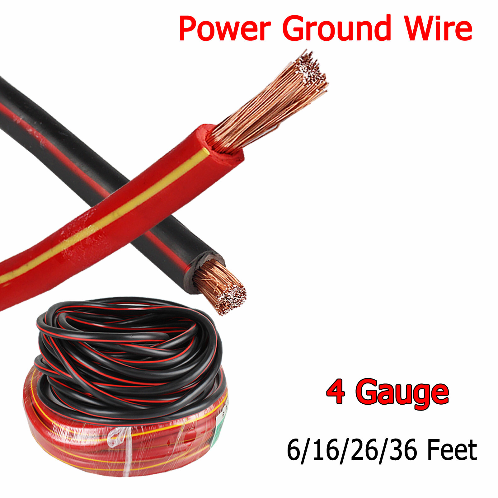 4 Gauge Black Red Power Ground Wire For Car Boat RV Battery Inverter Cbale Lot