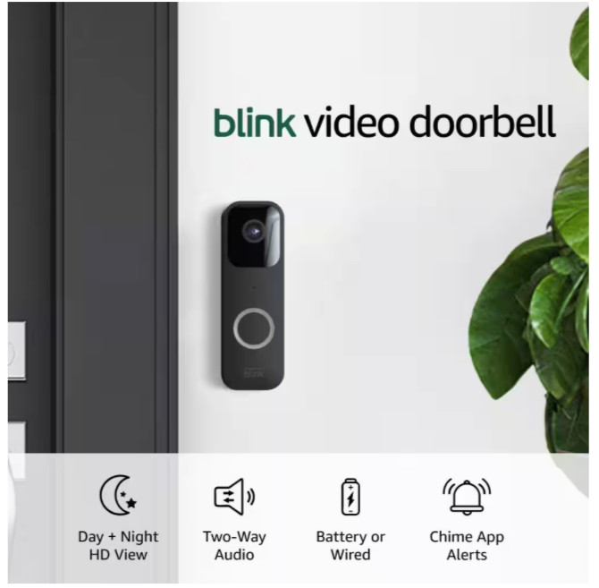 Blink Smart Video Doorbell Wifi Wired/Battery Operated Black, New in Package