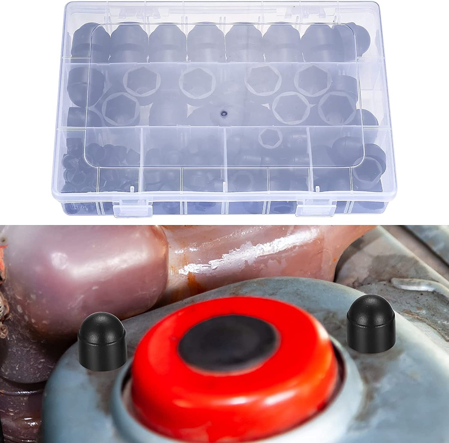 145 Pcs Screws Bolt Covers Caps, Hex Head Dome Covers, Plastic Black