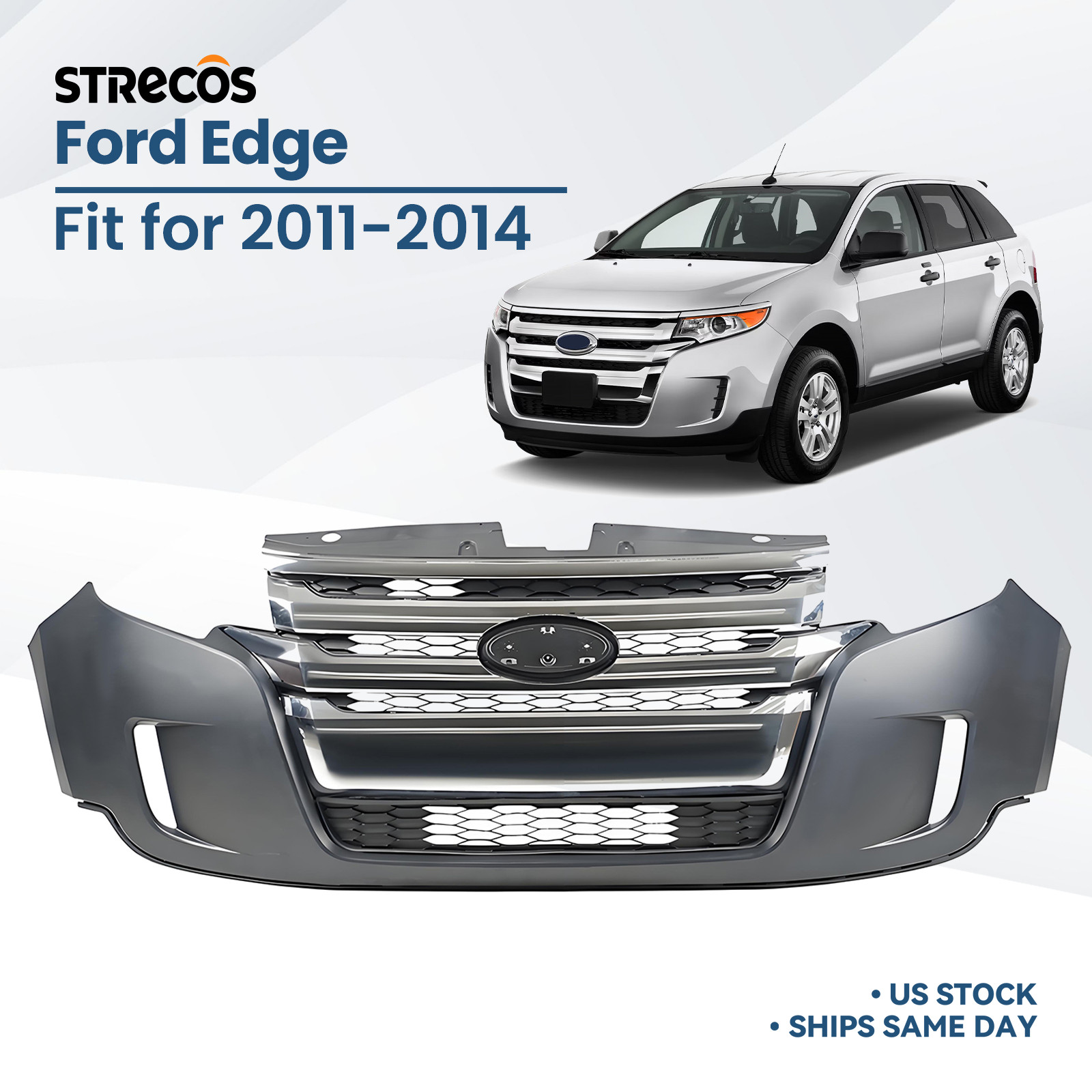 For 2011 2012 2013 2014 Ford Edge Front Bumper Cover Assembly Grille Grill Kit