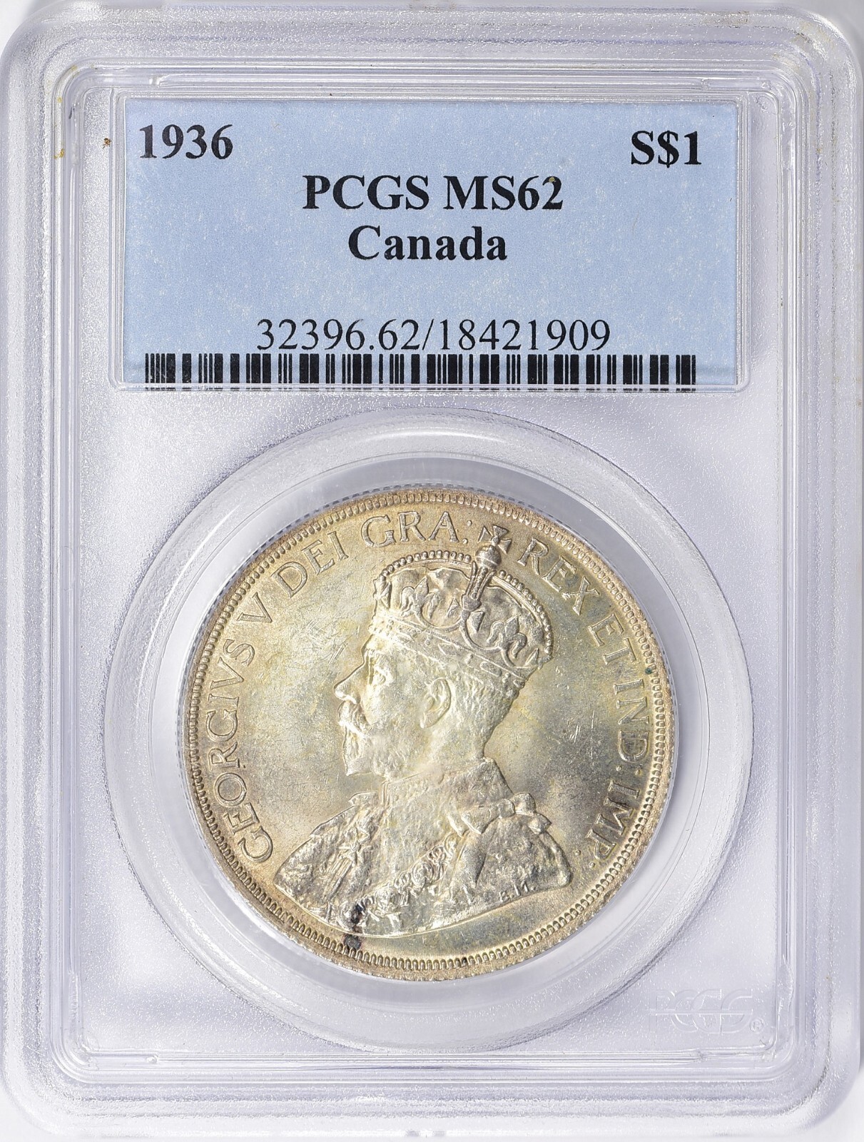 C036 Canada 1936 Silver Dollar. KM-31 PCGS MS62