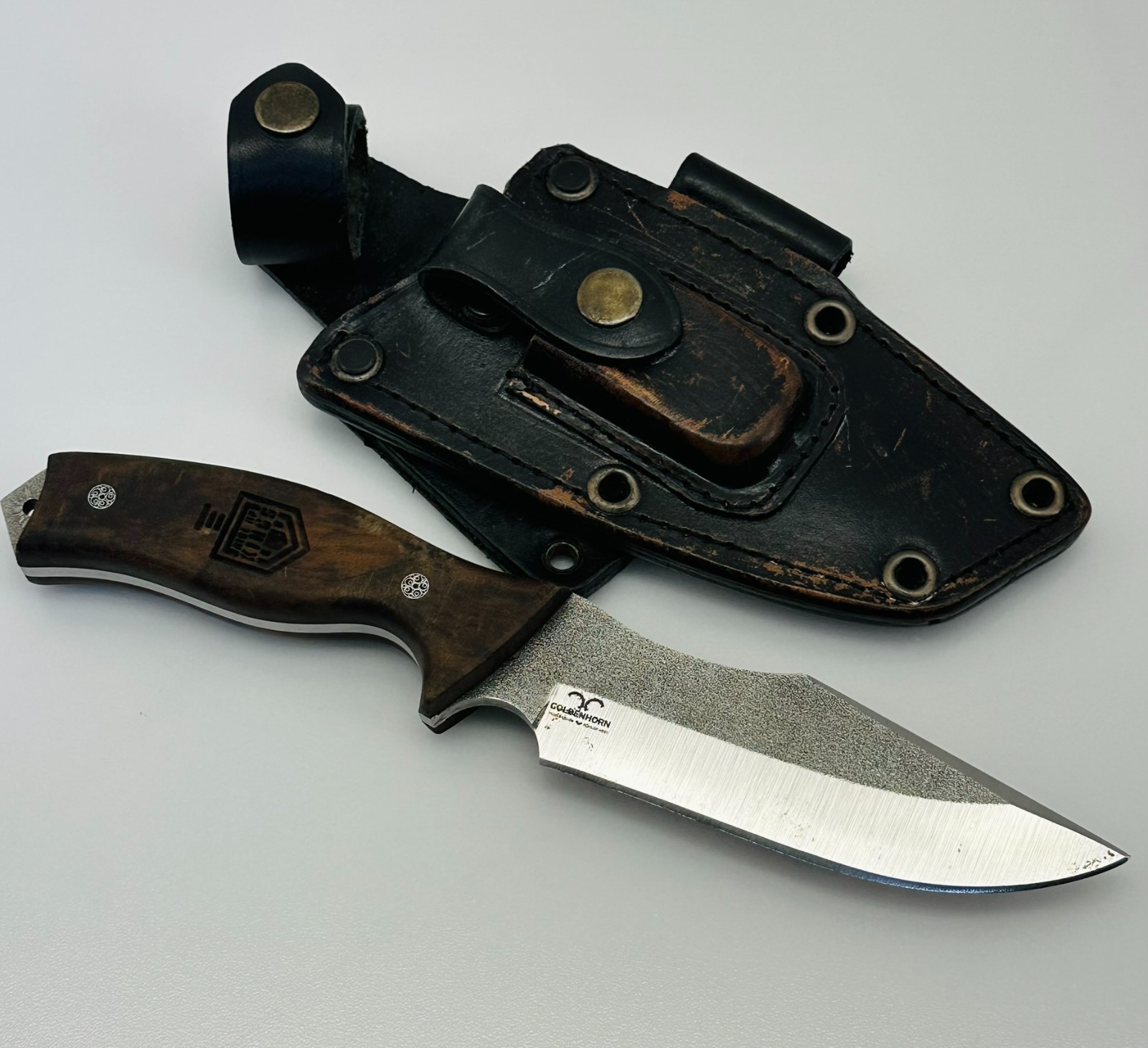 “Goldenhorn” Camping, Outdoor, Hunting Knife, Handmade Knife, N690 Bohler Steel