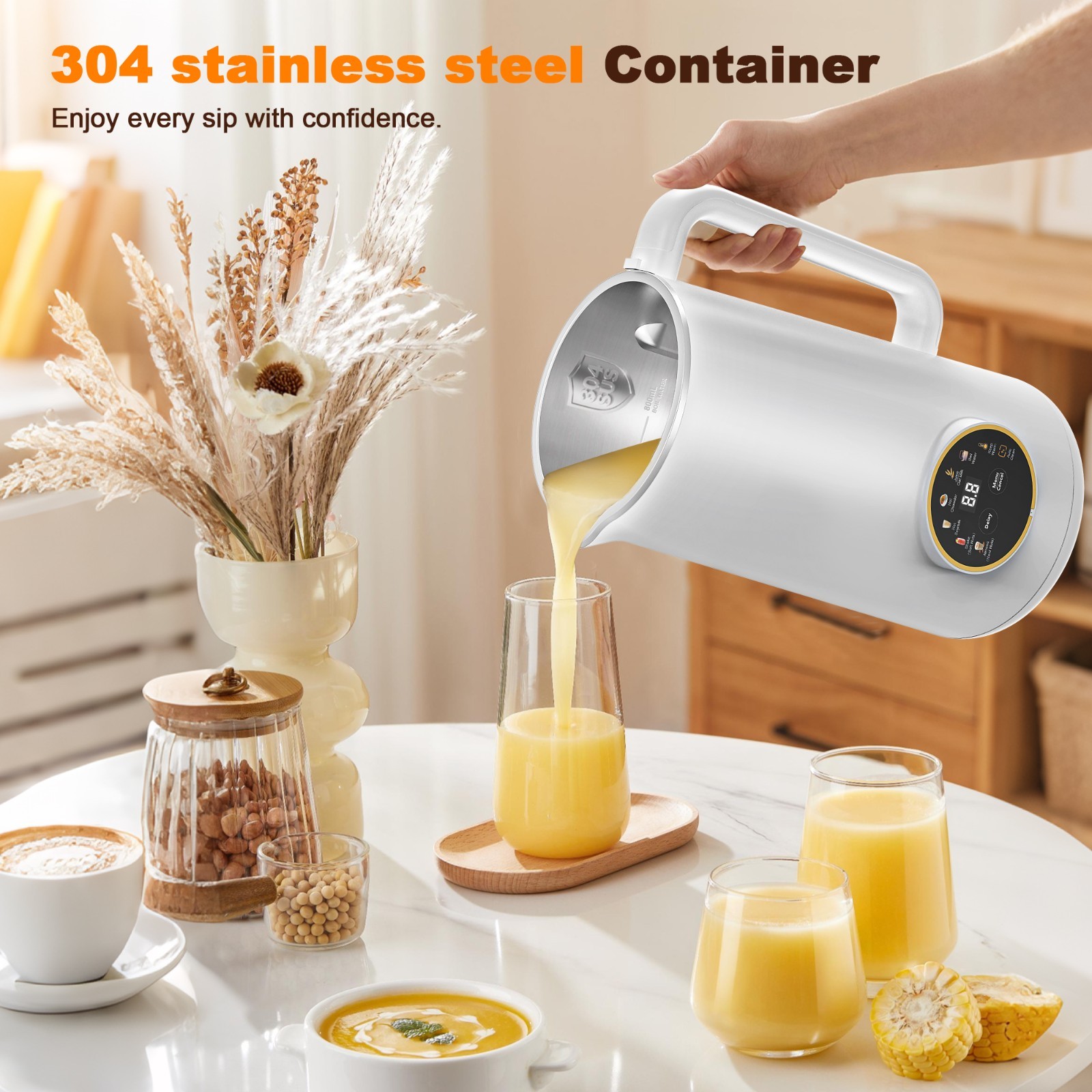 Moreblue 10-in-1 Automatic Nut Milk Maker, 34oz Soy Milk Maker Machine