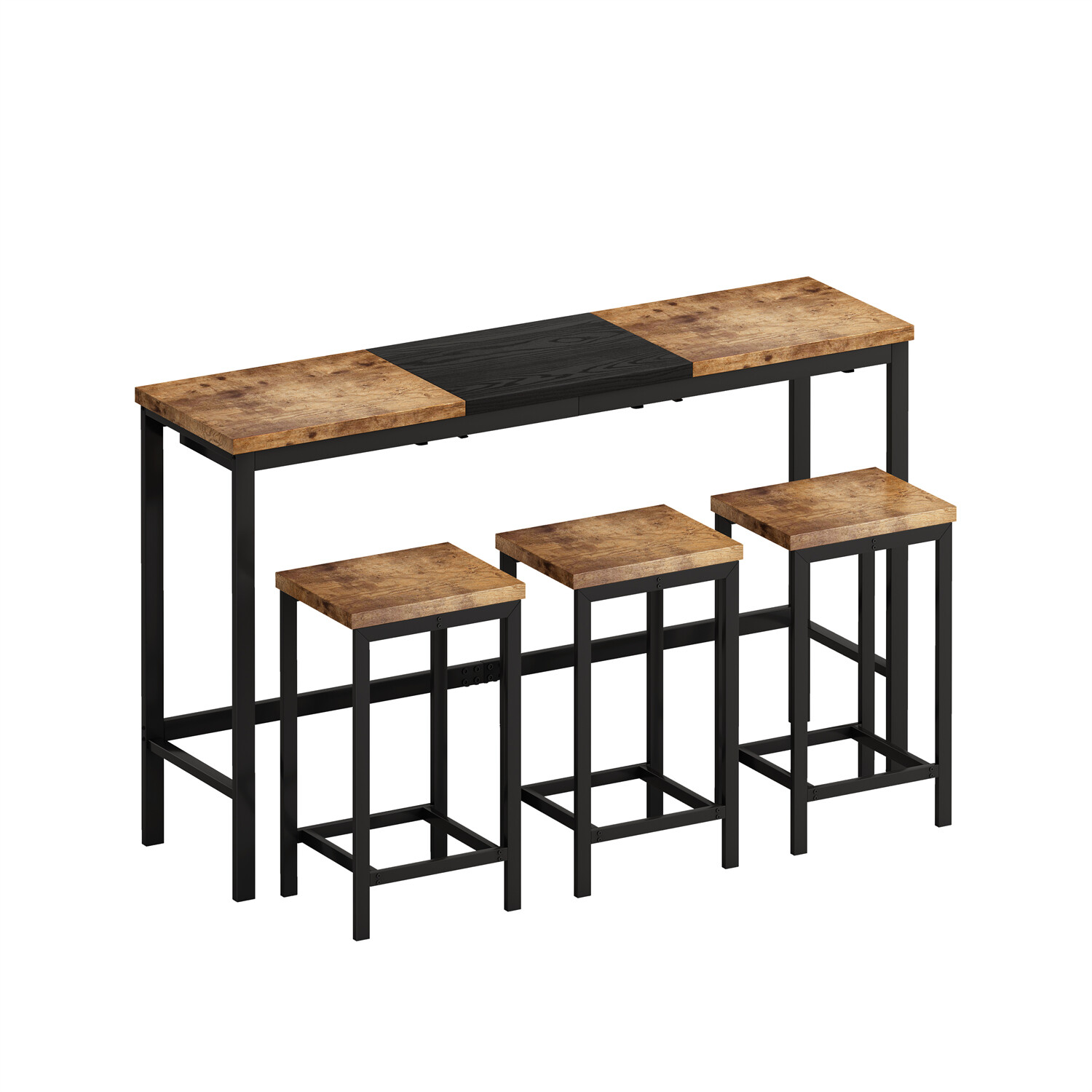 4 Piece Bar Table Set Counter Height Kitchen Pub Table with 3 Bar Stool New
