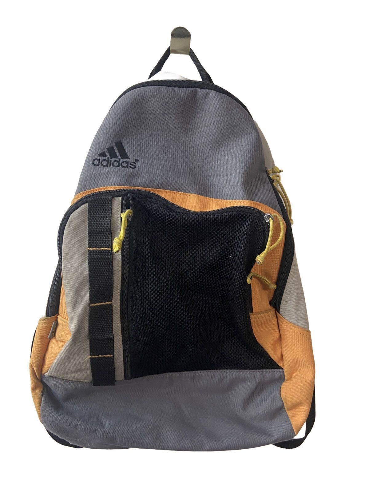 Adidas Large Back Pack Orange Black Gray Stained Shool Canvas