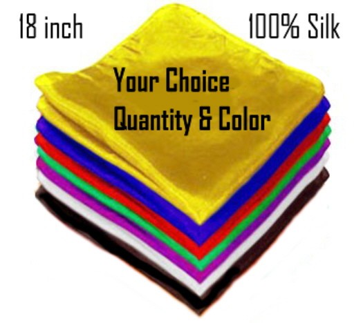 SILK 18 INCH SQUARE - 100 % SILK - YOUR CHOICE OF COLOR AND QUANTITY