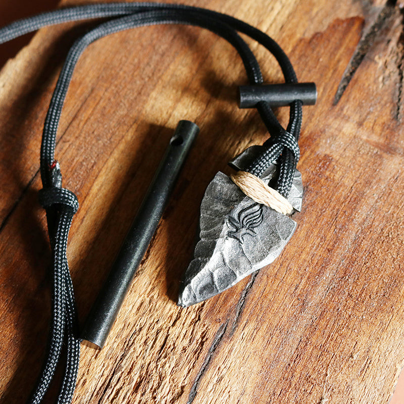 Refining Fire Forge Arrowhead Pendant Fire Starter Outdoor Survival Necklace