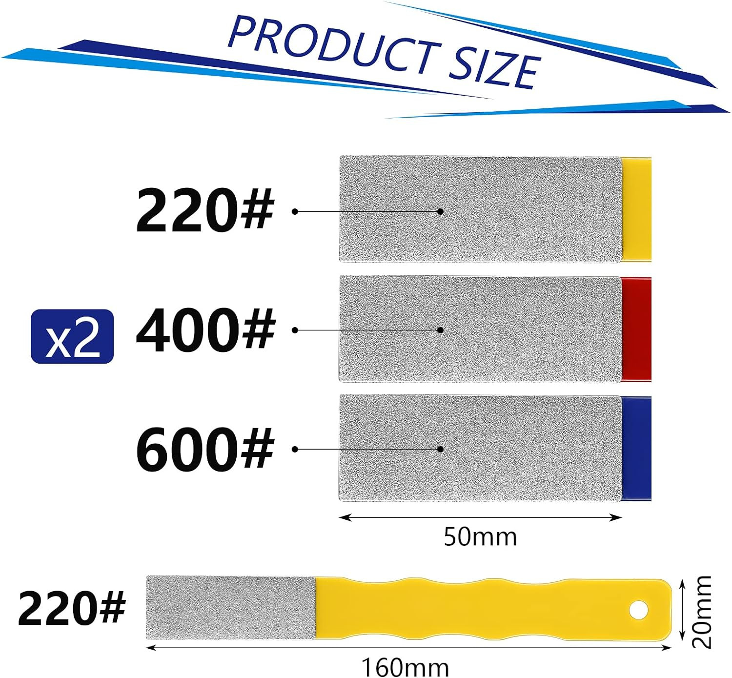 6 Pcs Diamond Sharpening Hones Sets Color Coded Diamond Sharpening Stones Too...