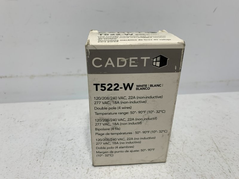 Cadet T522-W Thermostat 22A 120/208/240V Double Pole White