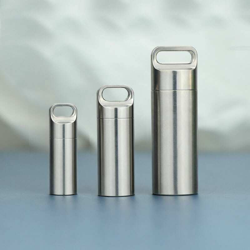 New Hight Stainless Steel Waterproof Charm Pendant Pill Storage Container Tool
