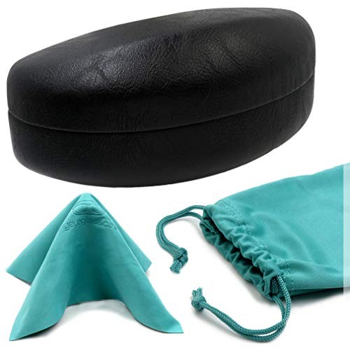 - Large Sunglasses Case - Glasses Holder with Pouch & Cloth - As179 Black