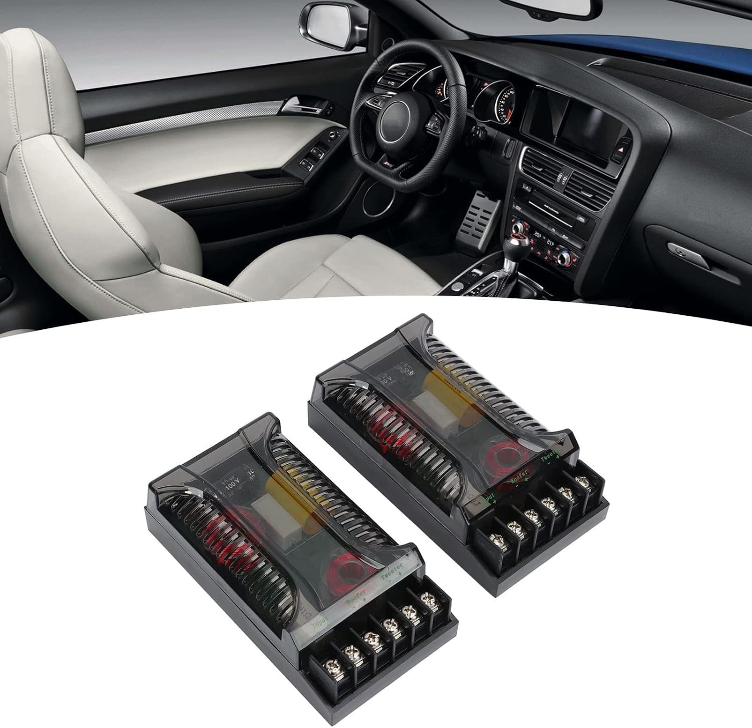 Bass Improvement 2 Way Crossover for Car Speakers-~
