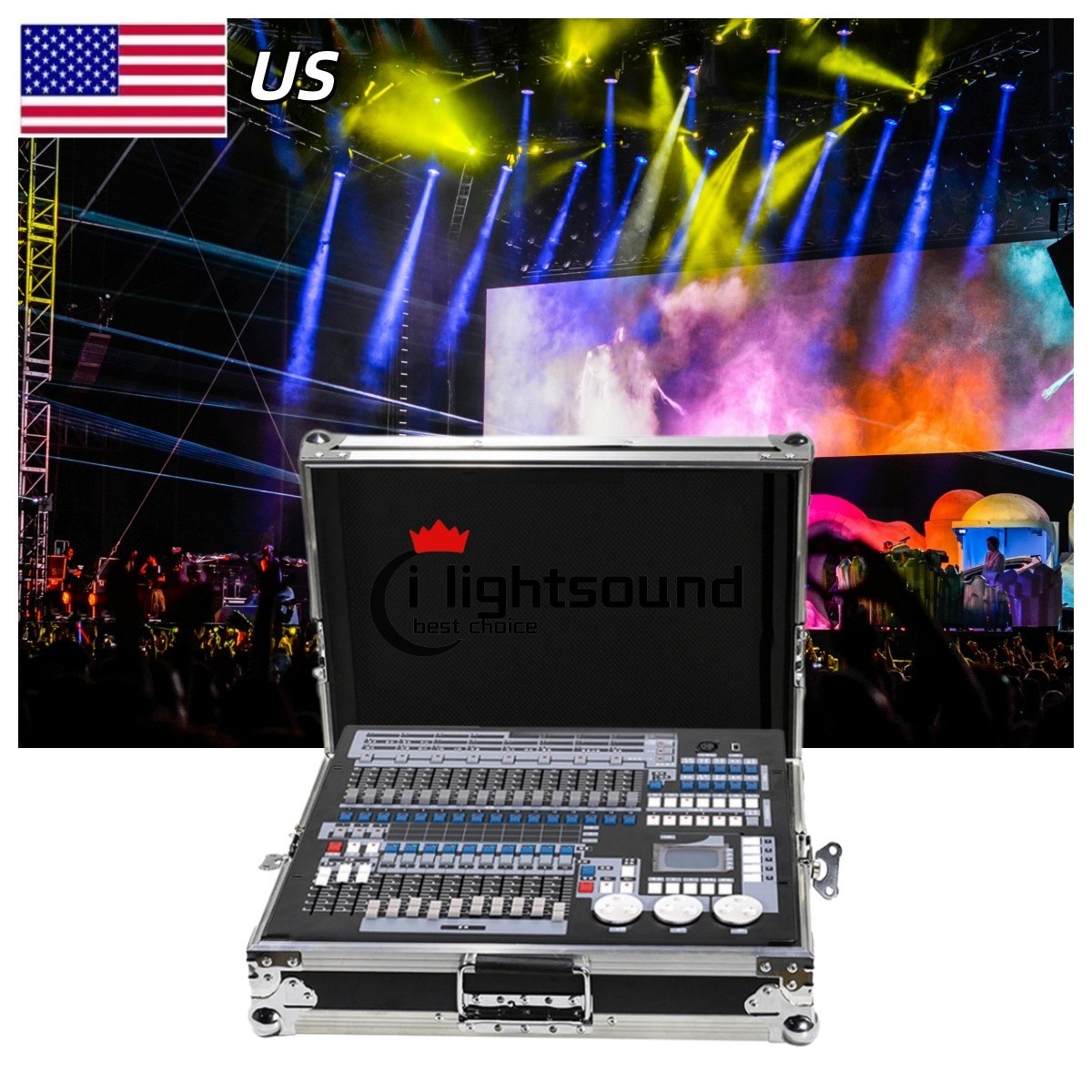 US DMX Console 1024 DMX Controller W/fly case For moving head /par/bar light