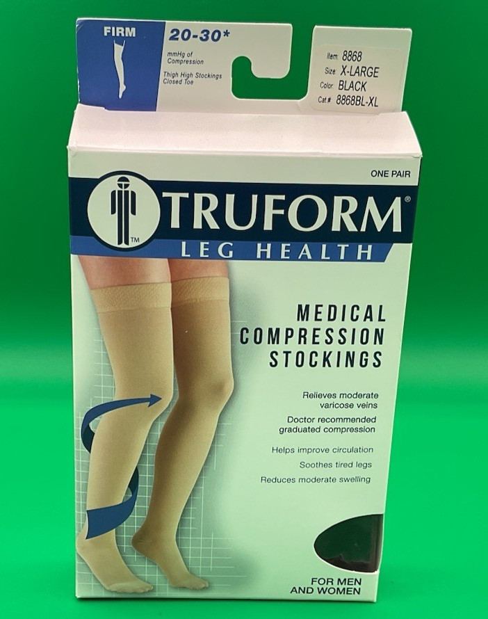 TRUFORM Leg Health Medical Compression Stockings Size XL Black 8868BL-XL NEW