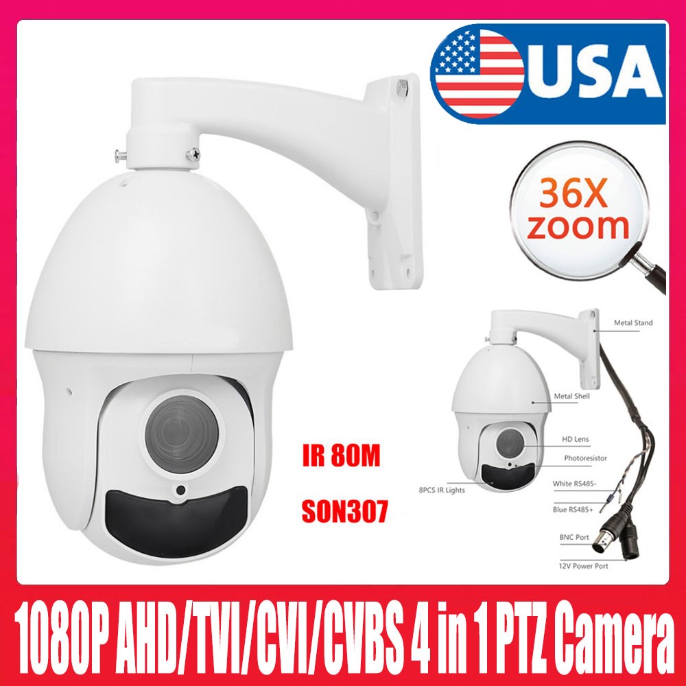 4 in 1 AHD/CVI/TVI/CVBS SONY307 36X Zoom 1080P  PTZ Speed Dome Camera IR 80M USA