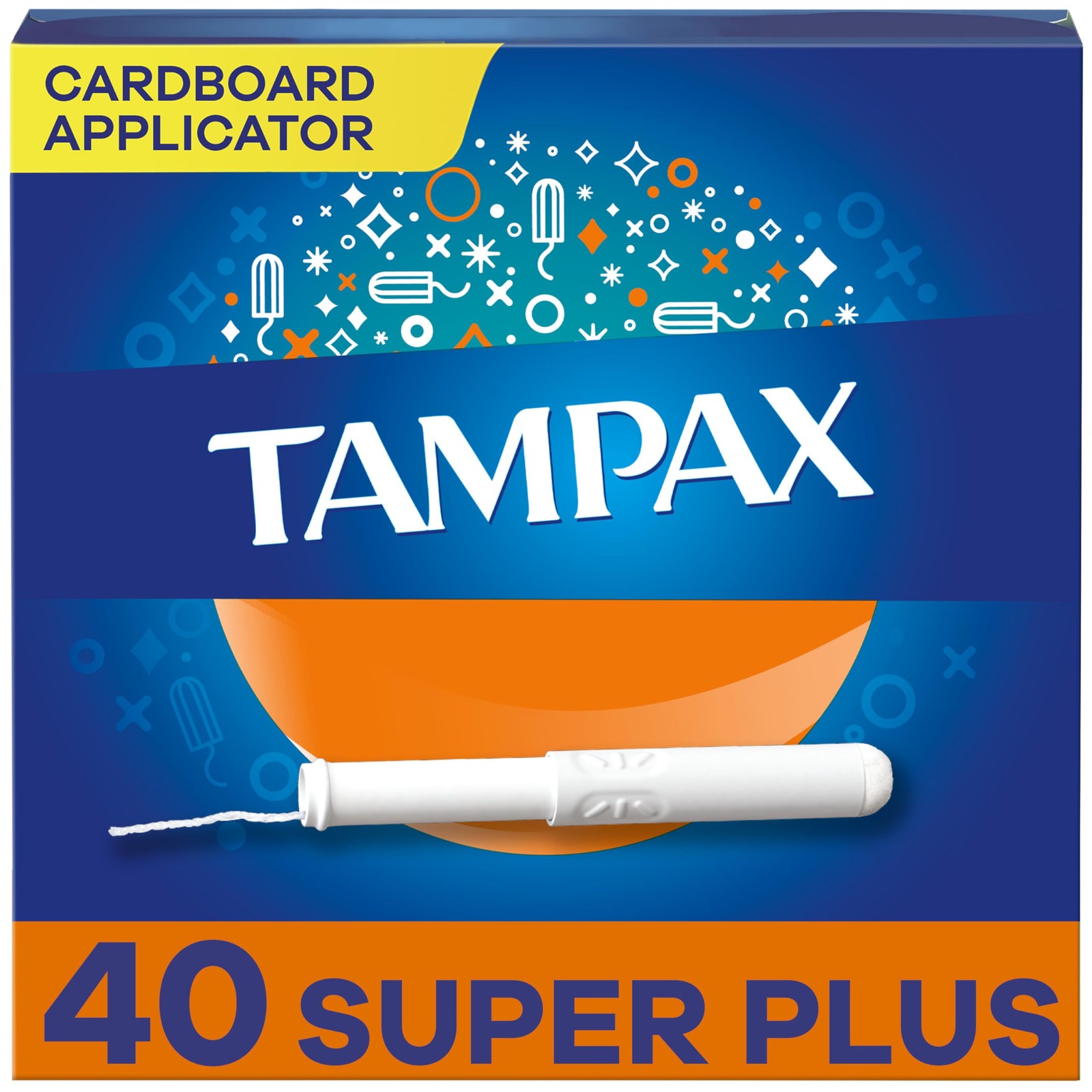 Tampax Super Plus Tampons 40Ct Leakguard Skirt 8 Hour Protection Cardboard