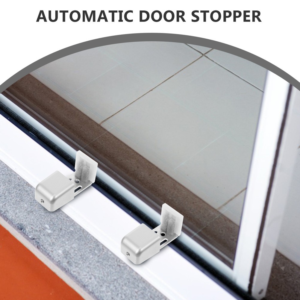Sliding Glass Door Guide 2Pcs Automatic Door Bottom Guide Silver Iron