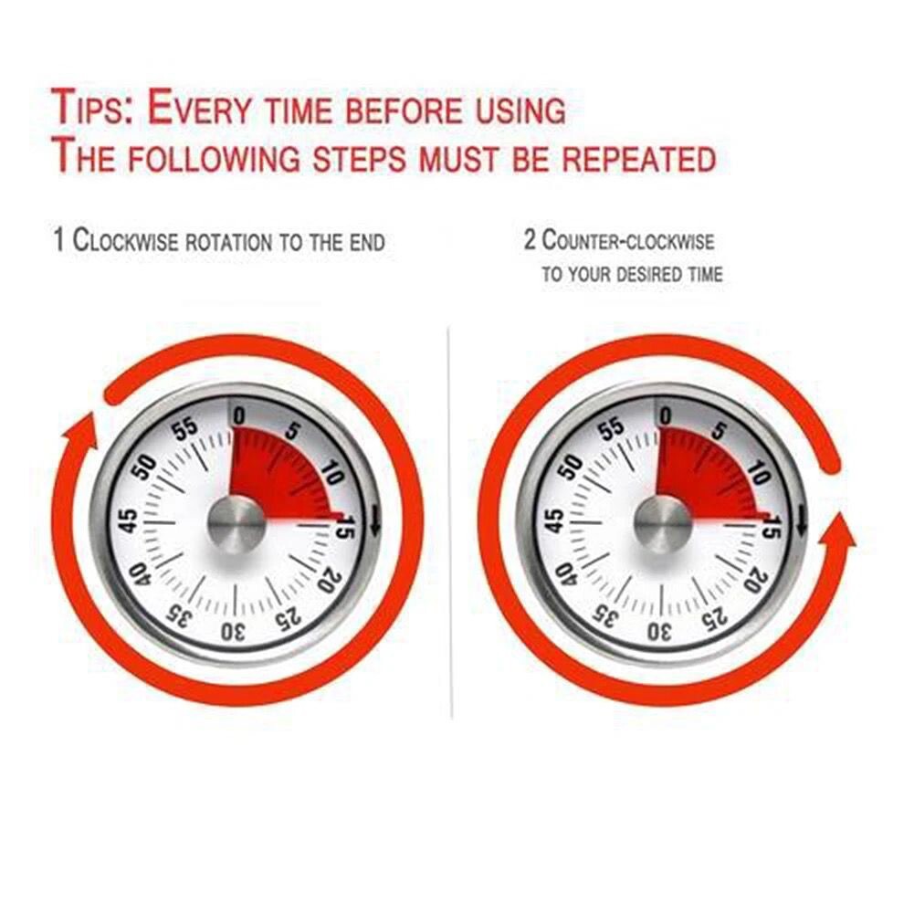 Mechanical Kitchen Timer 60min Countdown Cooking