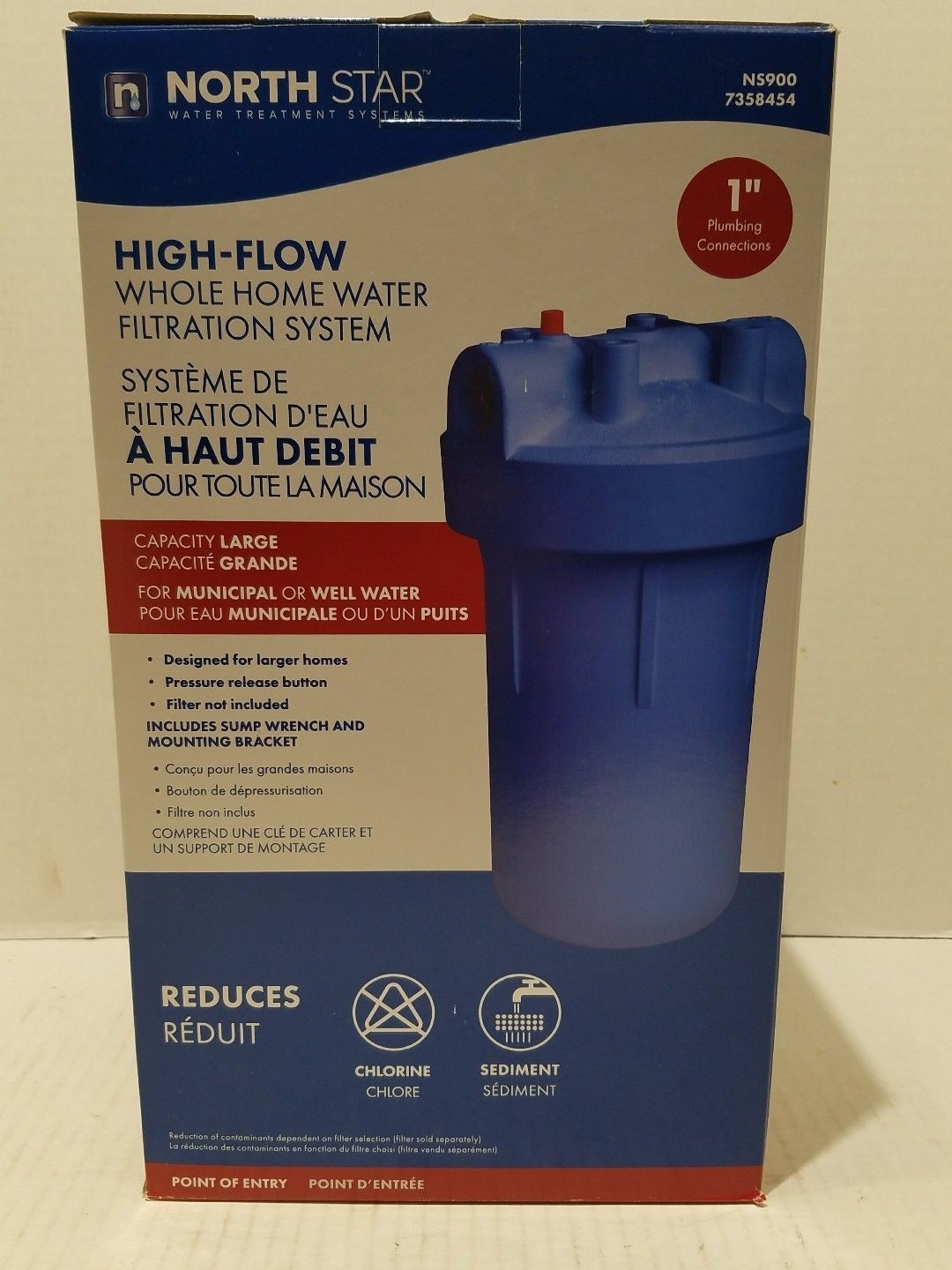 North Star NS900 High-Flow Whole House Water Filtration - 1" Plumbing Connection
