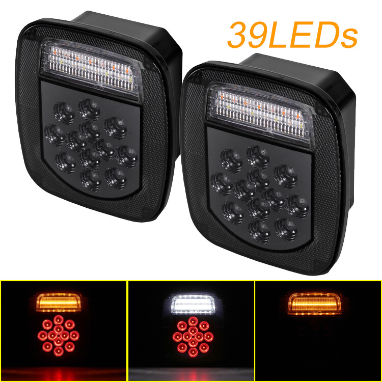 39LED TailLight Amber Turn w License Plate Light for Jeep Wrangler YJ TJ CJ Boat