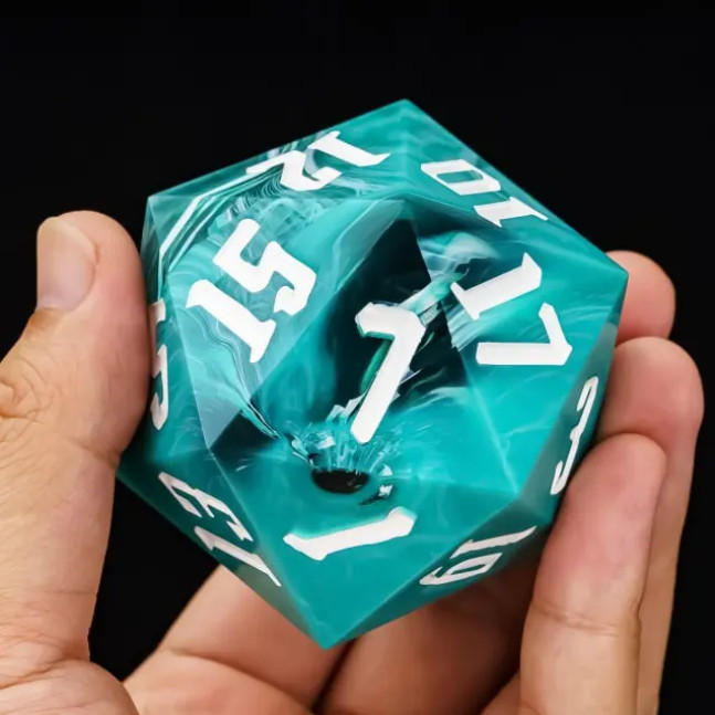 🔵🌊Blue & White Swirl Titan 55mm Jumbo d20 |  Dungeons Dragons | Dnd Dice
