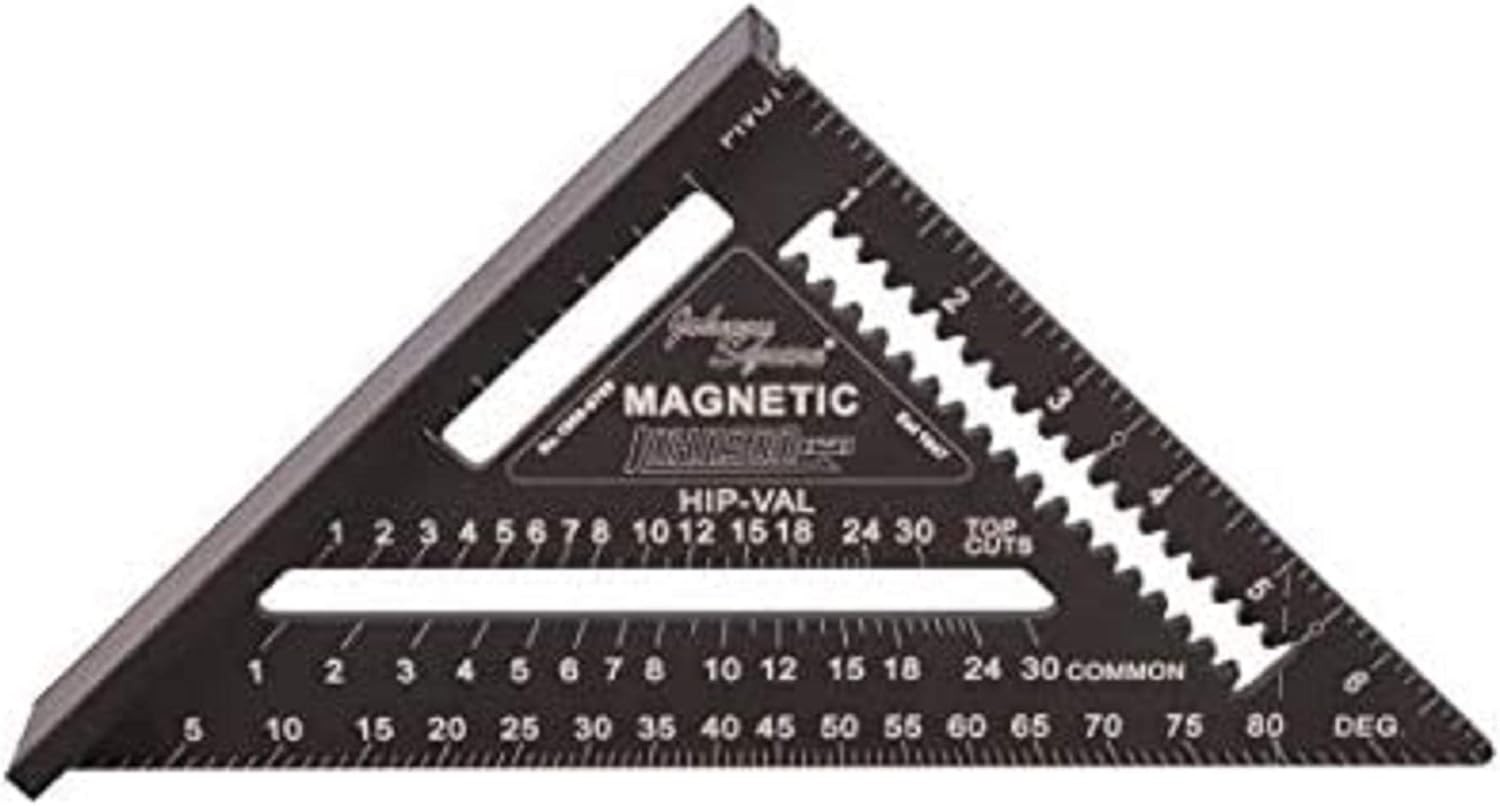 1959-0700 Magnetic Johnny Square Professional Easy-Read Aluminum Rafter 7" Black