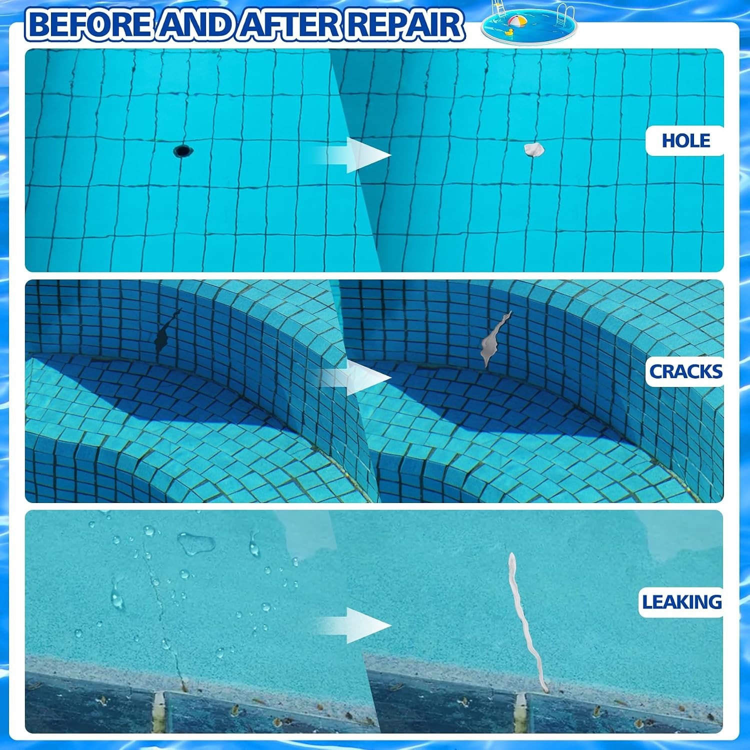 10oz Waterproof Epoxy Putty for Pools & More - Easy Underwater Application