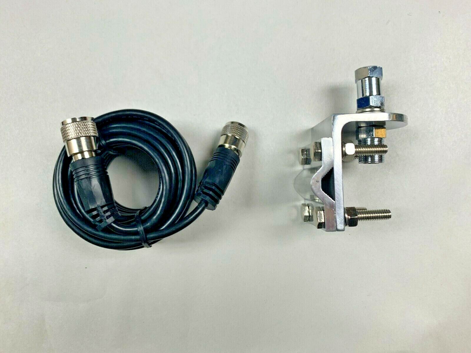 3 Way Aluminum Mirror Mount Bracket w 18 Foot CB Antenna Coax Cable Combo Kit