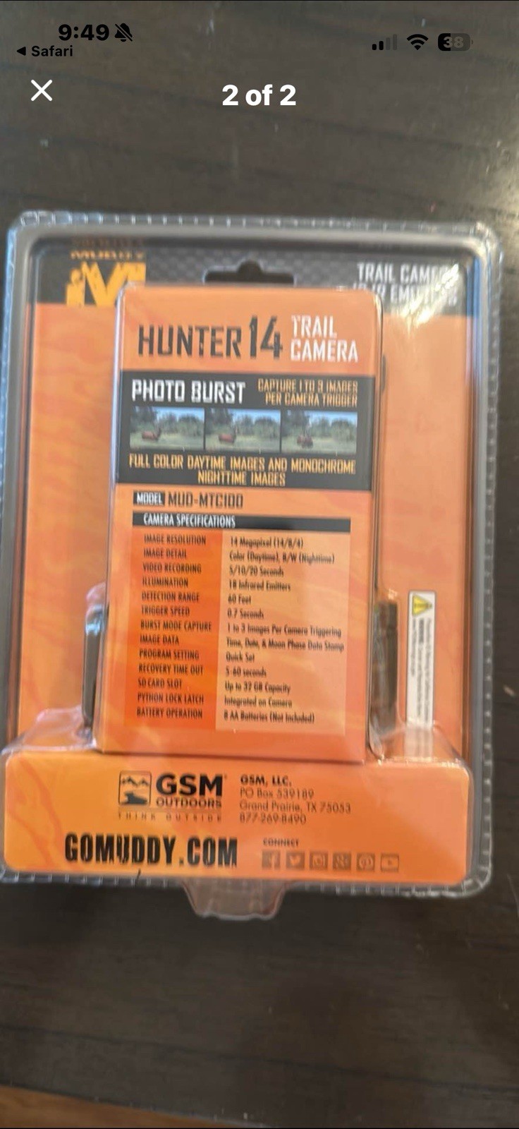 Muddy Hunter 14MP Trail Camera with 18 IR Emitters, 60ft Range