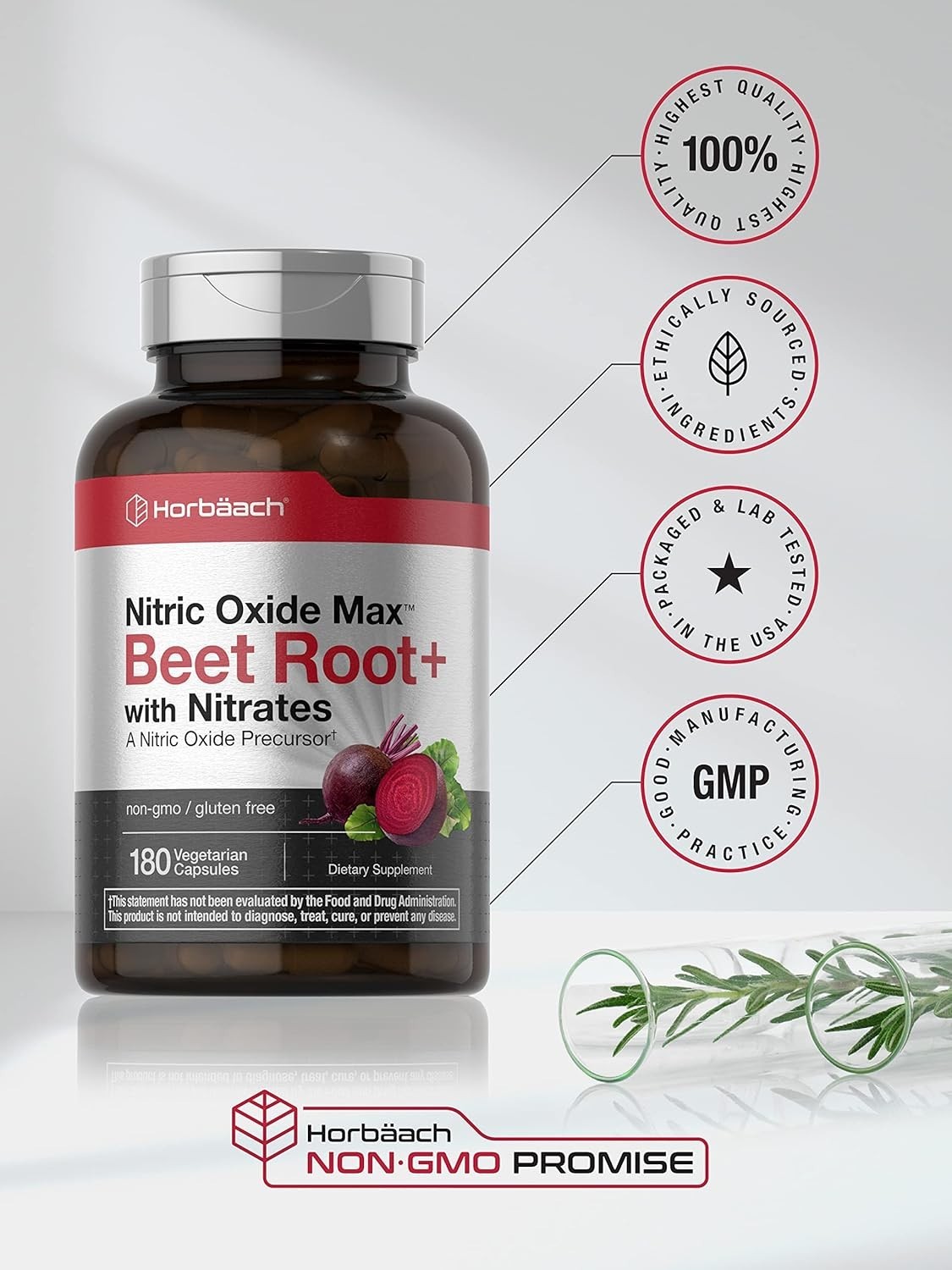 Horb?ach Nitric Oxide Beet Root Capsules | 180 Count | with Nitrates and...