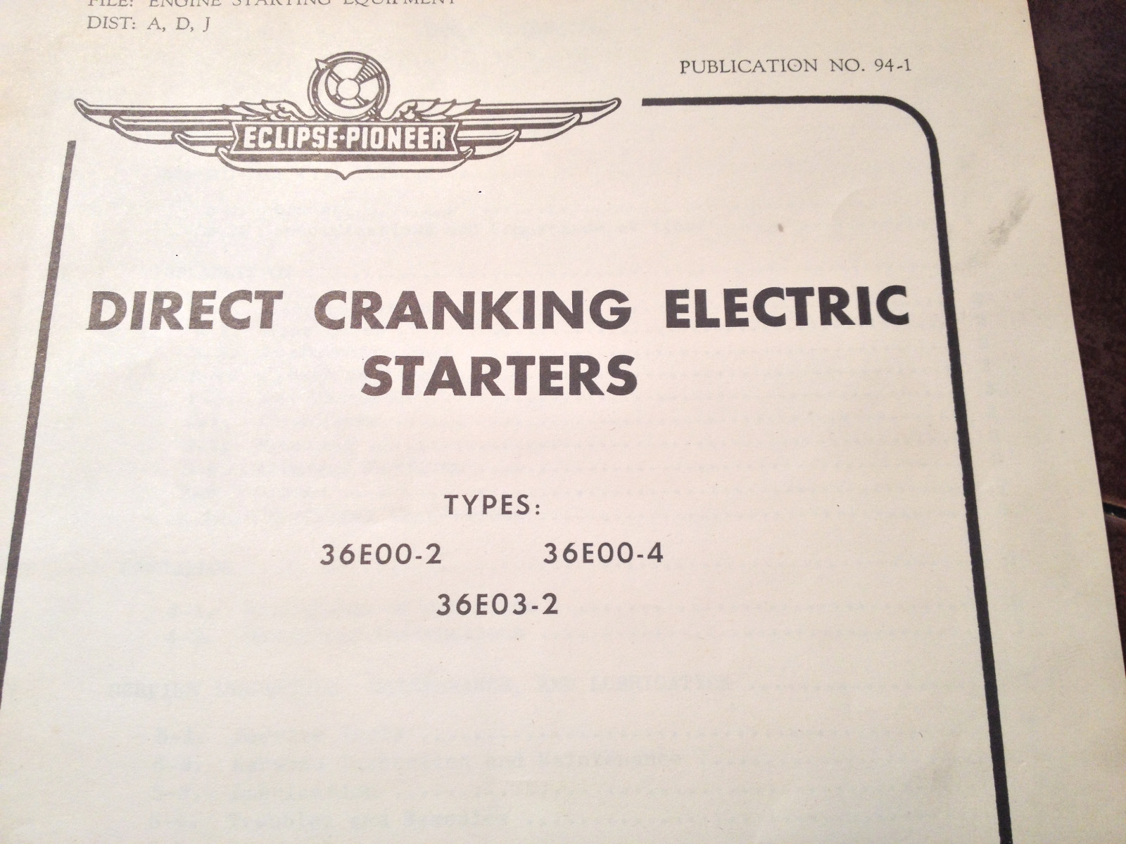 Eclipse Pioneer Electric Starter 36E00-2 36E00-4 & 36E03-2 Service Manual